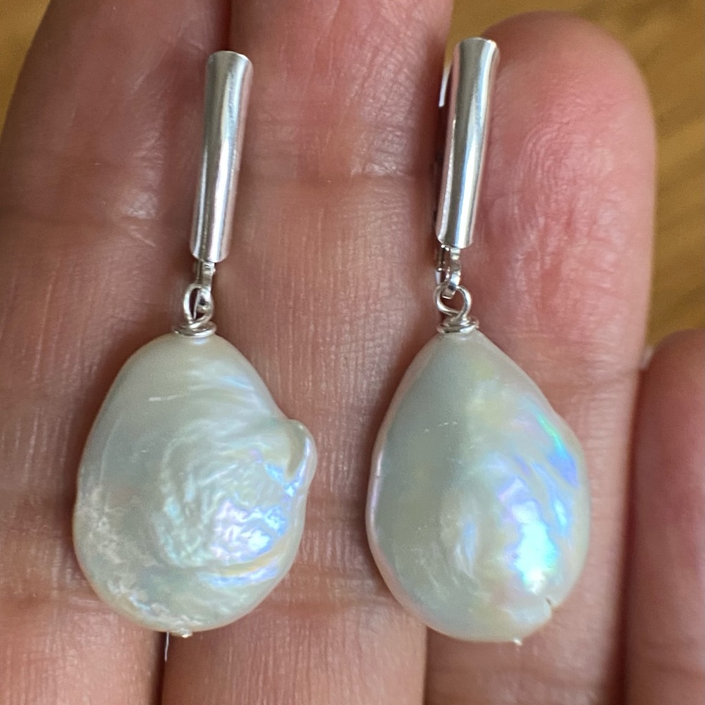 🌿 Teardrop Coin Pearl Earrings • Boho Freshwater Pearls • Handmade 🌿